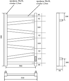 Point Полотенцесушитель электрический Феникс П7 500x800 PN15858W белый – фотография-3